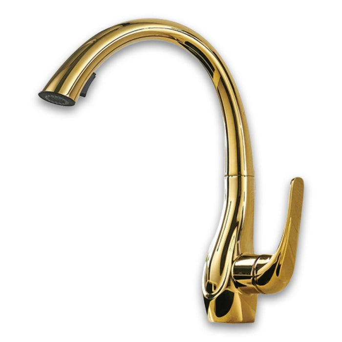 Brass Gold Kitchen Faucet Pull Out and Rotatable