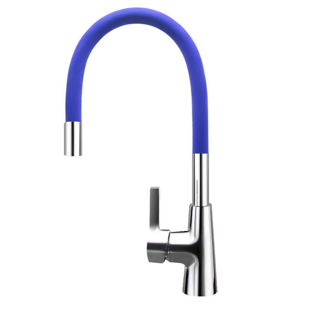 Brass Polished Blue Kitchen Faucet Rotatable