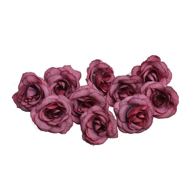Burgundy Artificial Flowers Rose Head - Hansel & Gretel Home Decor
