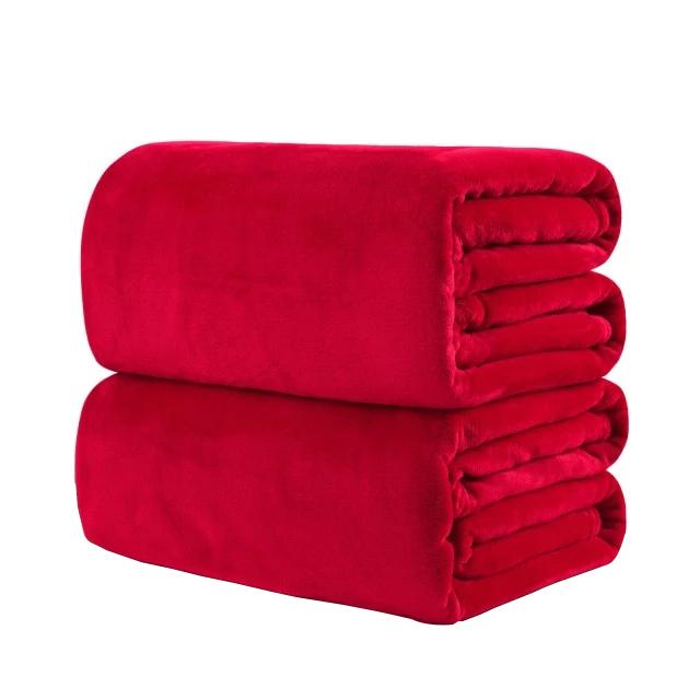 Cotton Polyester Red Throw