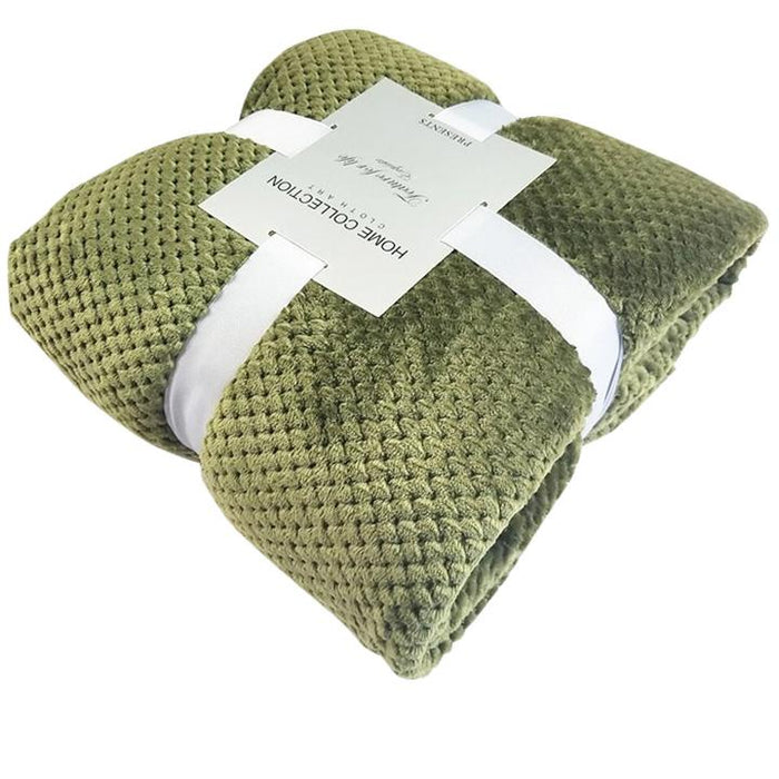 Crocheted Polyester Green Throw