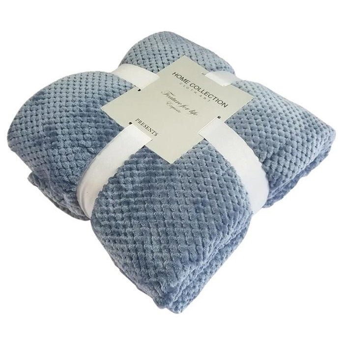 Crocheted Polyester Blue Throw