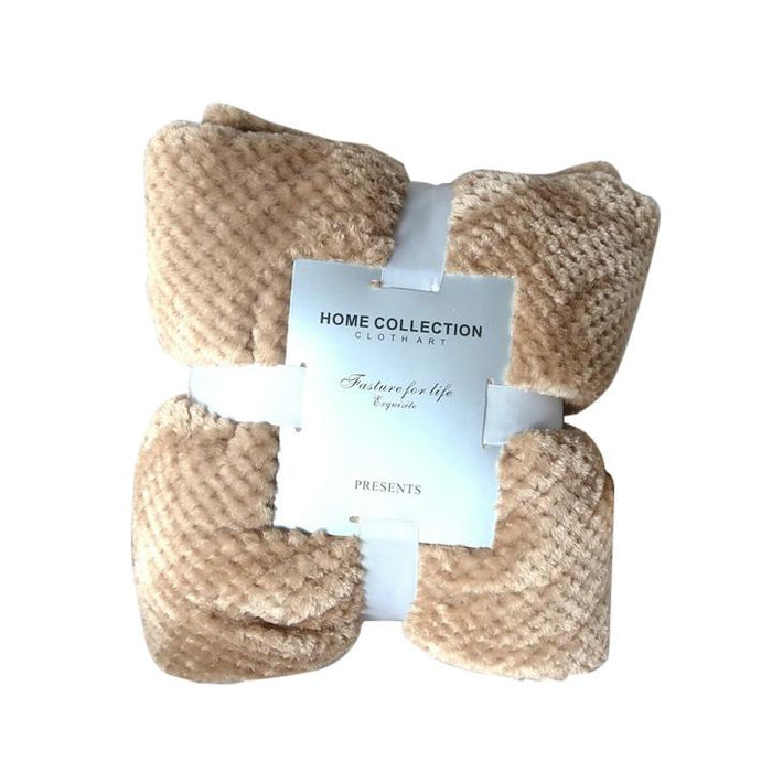 Crocheted Polyester Light Brown Throw