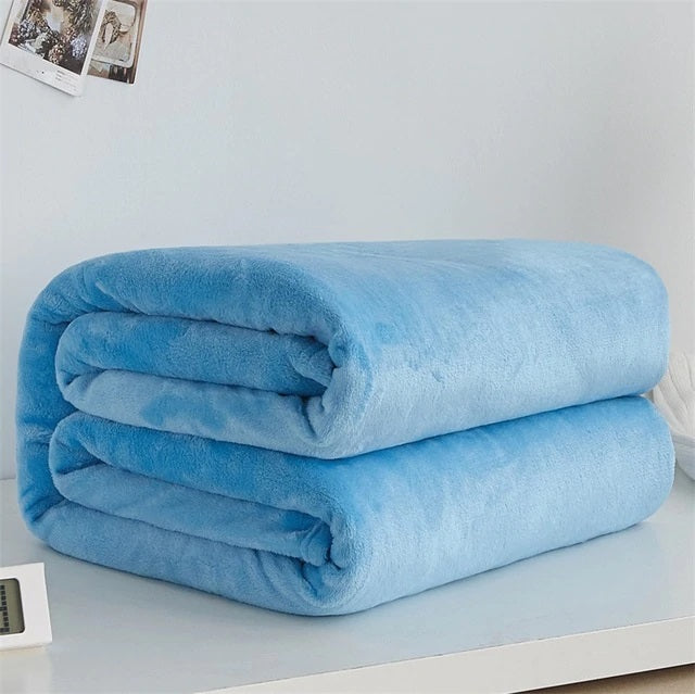 Soft Polyester Sky Blue Blanket - Hansel & Gretel Home Decor