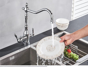 Solid Brass Chrome Kitchen Faucet Rotating and Water Purifying - Hansel & Gretel Home Decor