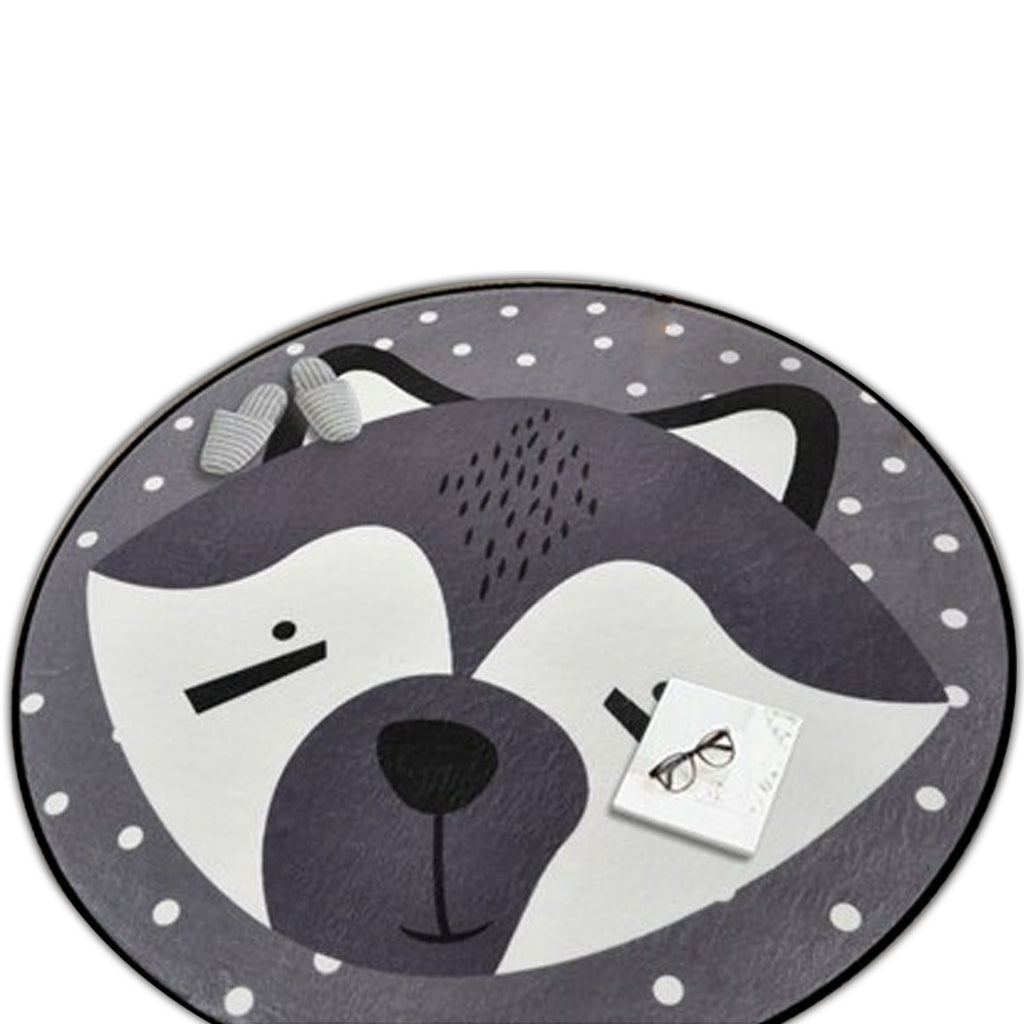 Gray Raccoon Round Living Room Carpet - Hansel & Gretel Home Decor
