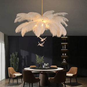 Feather Light Pendant Lamp Chandelier LED Hanging Lightings Decor