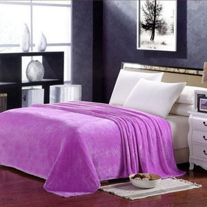 Fleece Plaid Light Purple Blanket - Hansel & Gretel Home Decor
