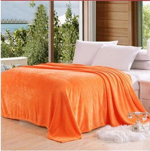 Fleece Plaid Orange Blanket - Hansel & Gretel Home Decor