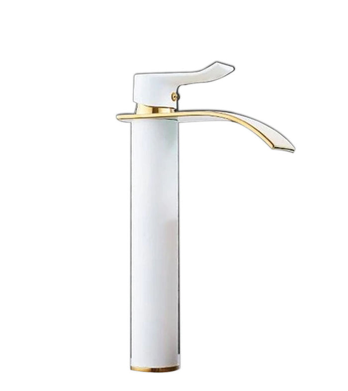 Brass White-Long Bathroom Faucet