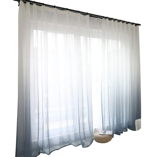 Gray Sheer Polyester Living Room and Bedroom Curtains