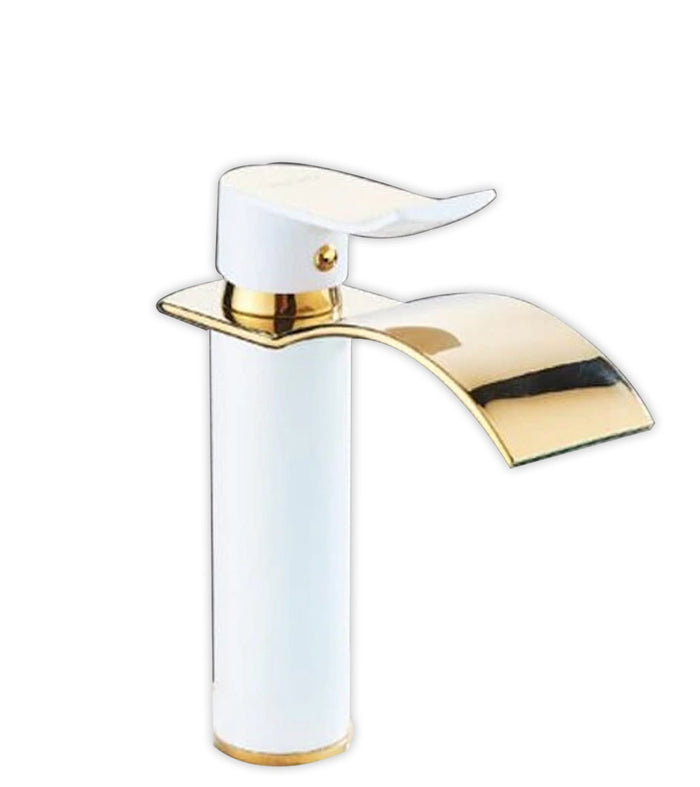 Brass White-Short Bathroom Faucet