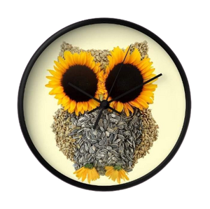 Vintage Owl Sunflower Wall Clock