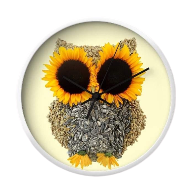 Vintage Owl Sunflower Wall Clock