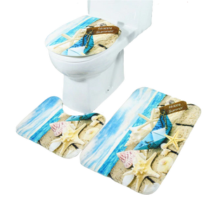 3in1 Flannel Starfish Anti-Slip Toilet Cover Set - Hansel & Gretel Home Decor