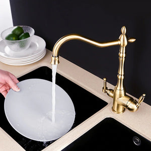 Solid Brass Bronze Kitchen Faucet Rotating and Water Purifying