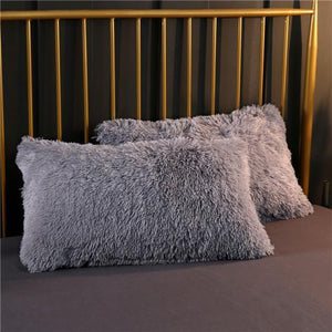 Long Plush Fabric Gray Blanket - Hansel & Gretel Home Decor