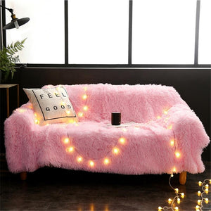 Long Plush Fabric Pink Blanket - Hansel & Gretel Home Decor