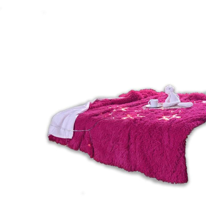 Long Plush Fabric Purple Blanket