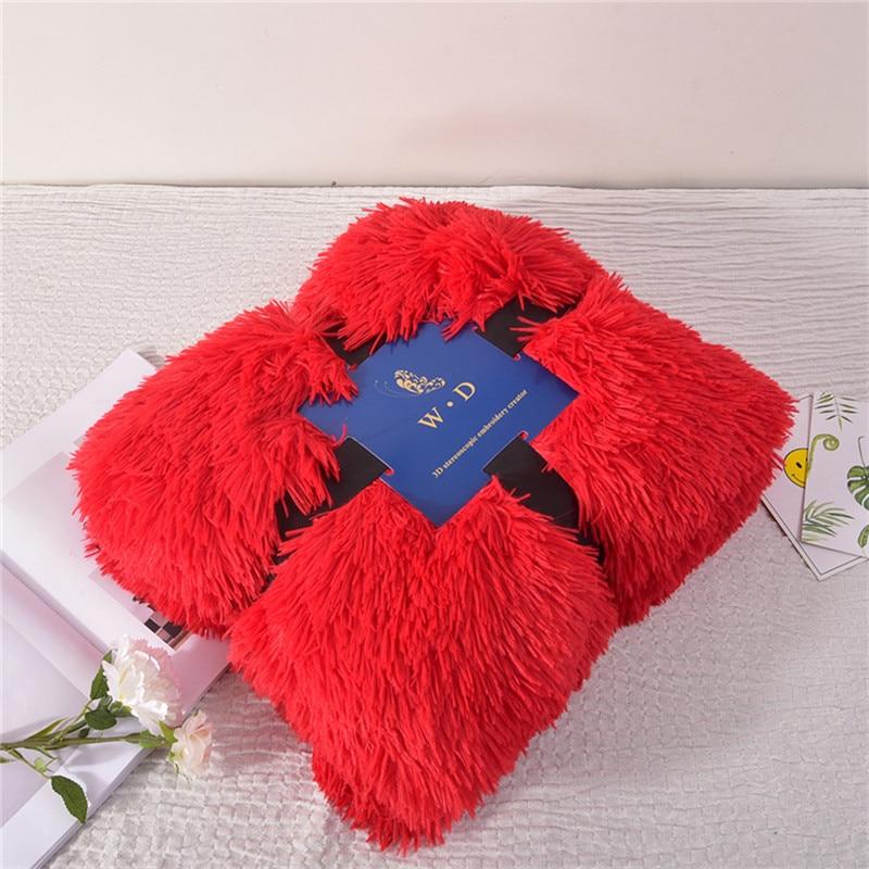 Long Plush Fabric Red Blanket - Hansel & Gretel Home Decor