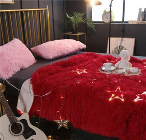 Long Plush Fabric Red Blanket - Hansel & Gretel Home Decor