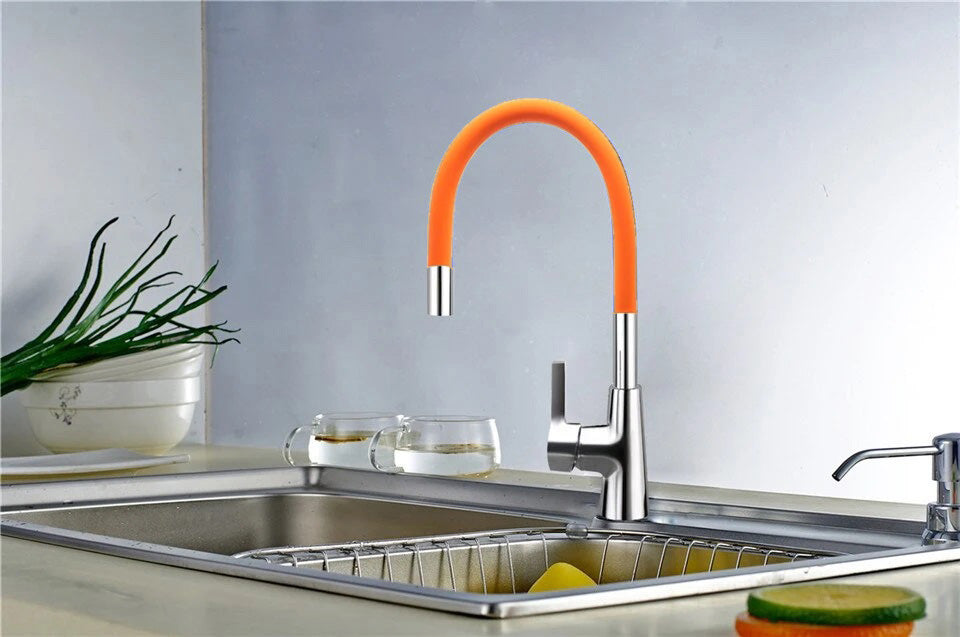 Brass Polished Orange Kitchen Faucet Rotatable - Hansel & Gretel Home Decor