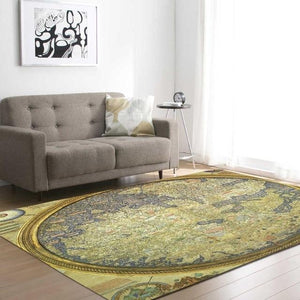 Multicolour Ancient Map Living Area Carpet - Hansel & Gretel Home Decor
