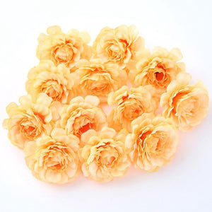 Orange Artificial Flowers Spring Rose Head - Hansel & Gretel Home Decor