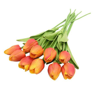 Orange Artificial Flowers Tulip Bouquet - Hansel & Gretel Home Decor