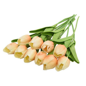 Peach Artificial Flowers Tulip Bouquet - Hansel & Gretel Home Decor