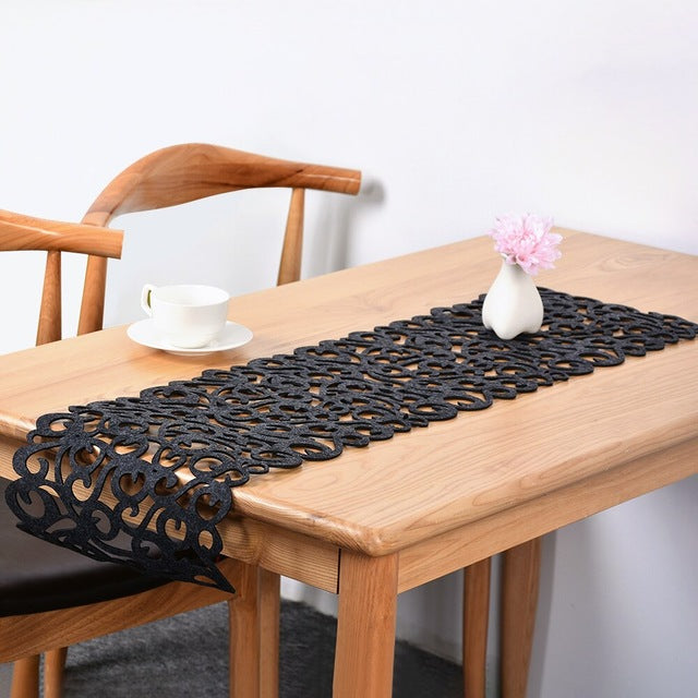 Modern Decorative Black Hollow Out Table Runner