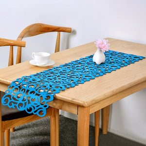 Modern Decorative Blue Hollow Out Table Runner