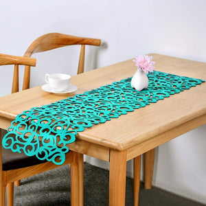 Modern Decorative Green Hollow Out Table Runner