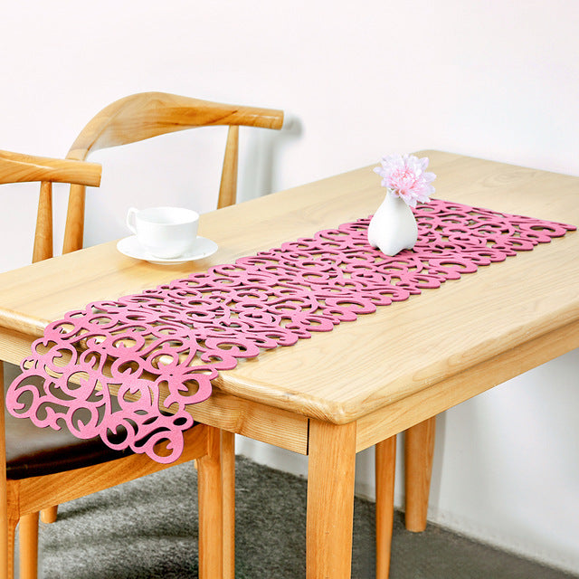Modern Decorative Pink Hollow Out Table Runner