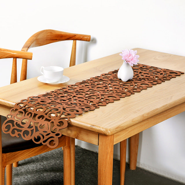 Modern Decorative Brown Hollow Out Table Runner