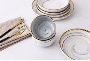 Golden White Marble Glaze  Ceramic Dinner Plate