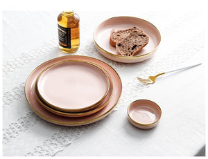 Vintage Pink Gold Stroke Dinner Plate Ceramic