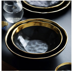Nordic Style Black Ceramic Dinner  Plate