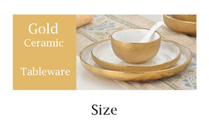 Nordic Style Gold Ceramic Dinner Plate