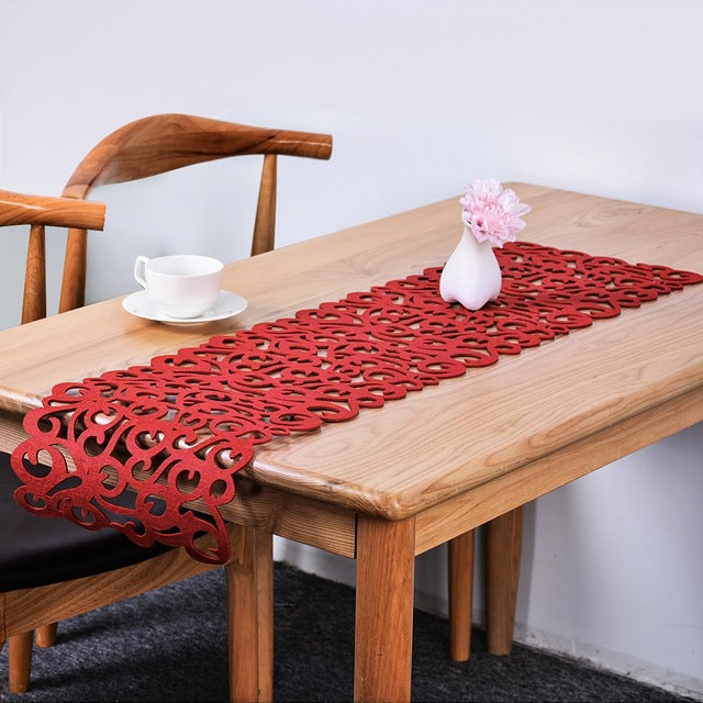 Modern Decorative Red Hollow Out Table Runner