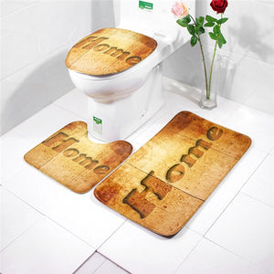 3in1 Flannel Home Anti-Slip Toilet Cover Set