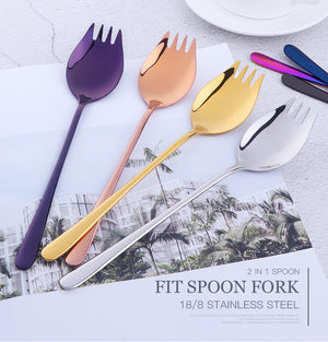 Stainless Steel  Gold Spoon Fork Long Handle