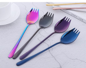 Stainless Steel  Purple Spoon Fork Long Handle