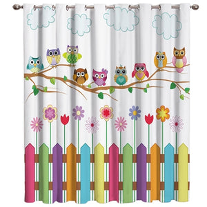 Owl Cartoon Children's Room Curtain - Hansel & Gretel Home Decor