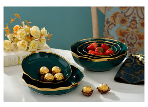 Nordic Royal Green Gold Dinner Plate Ceramic