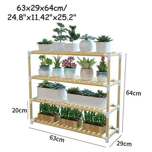 Light Brown Wooden Plant Display Shelf
