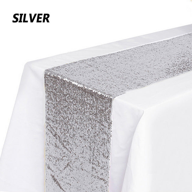 Modern Glittery Silver Table Runner