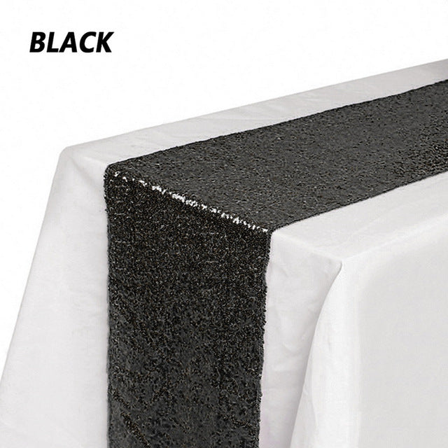 Modern Glittery Black Table Runner