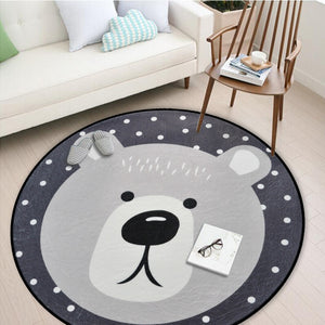 Gray Bear Round Living Room Carpet - Hansel & Gretel Home Decor