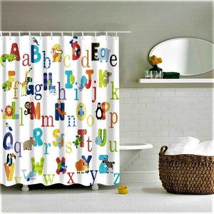 Alphabet Polyester Bathroom Curtain